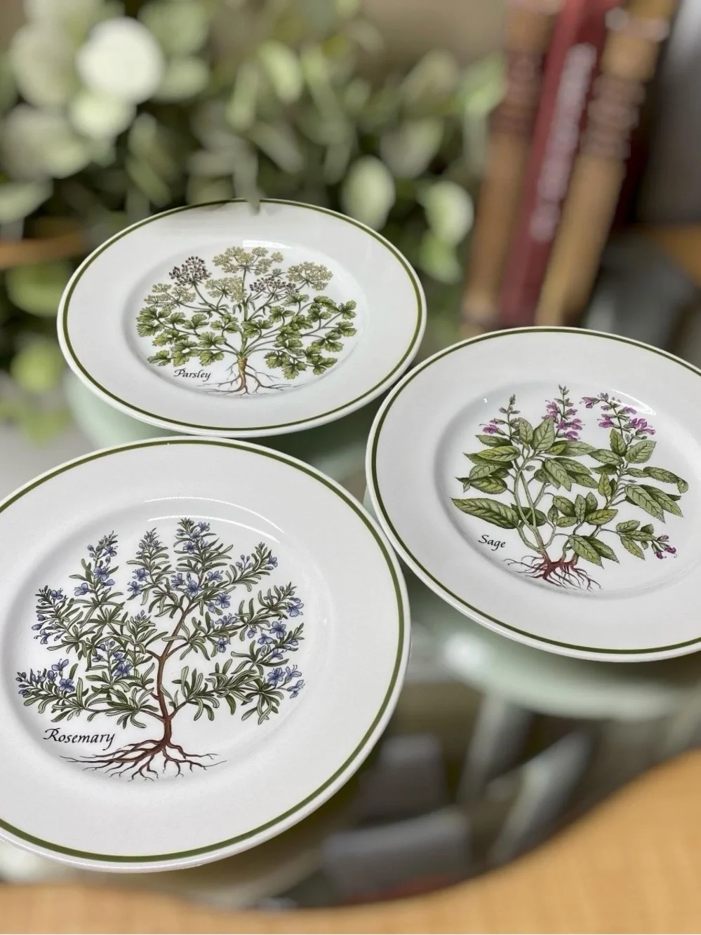 3 Tiffany & Co Johnson Brothers Herbs Salad Plates 7 7/8” Rosemary Sage Parsley